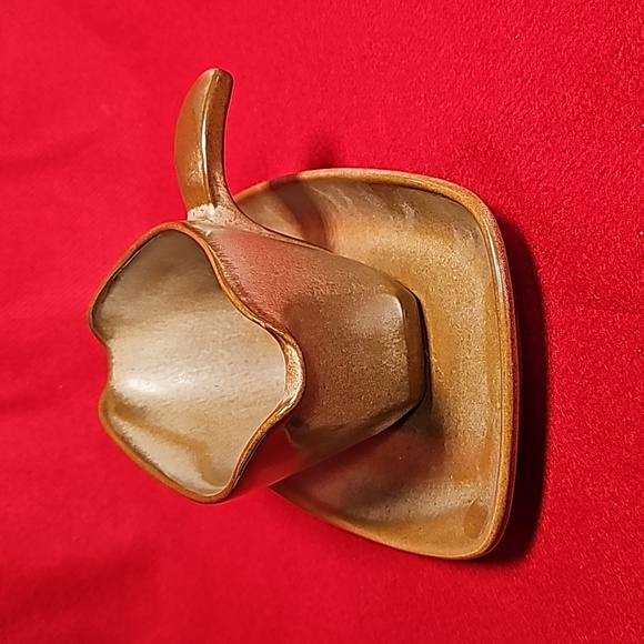 Frankoma Pottery Gravy Boat 6S & Tray 5PS Plainsman  Speckled Brown - Picture 2 of 9